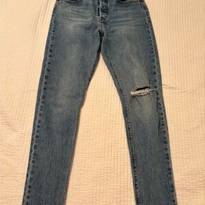 Levi's Women's High Rise Blue Jeans with Distressed Detail